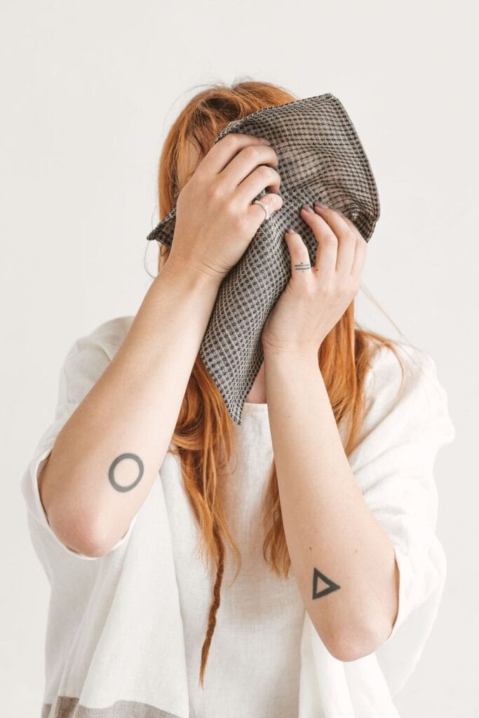 Waffle linen towel set by Thing Stories – naturally antibacterial and perfect for sensitive skin.