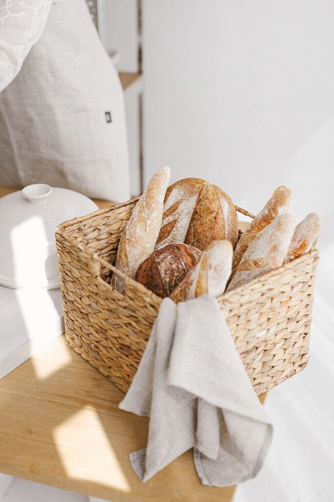 Great combination of linen apron and bread making