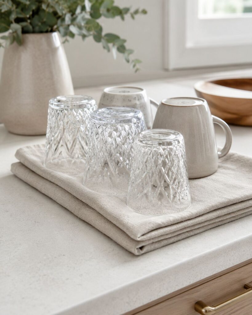 How to Use Linen Tea Towels Use as a Light Counter Protector