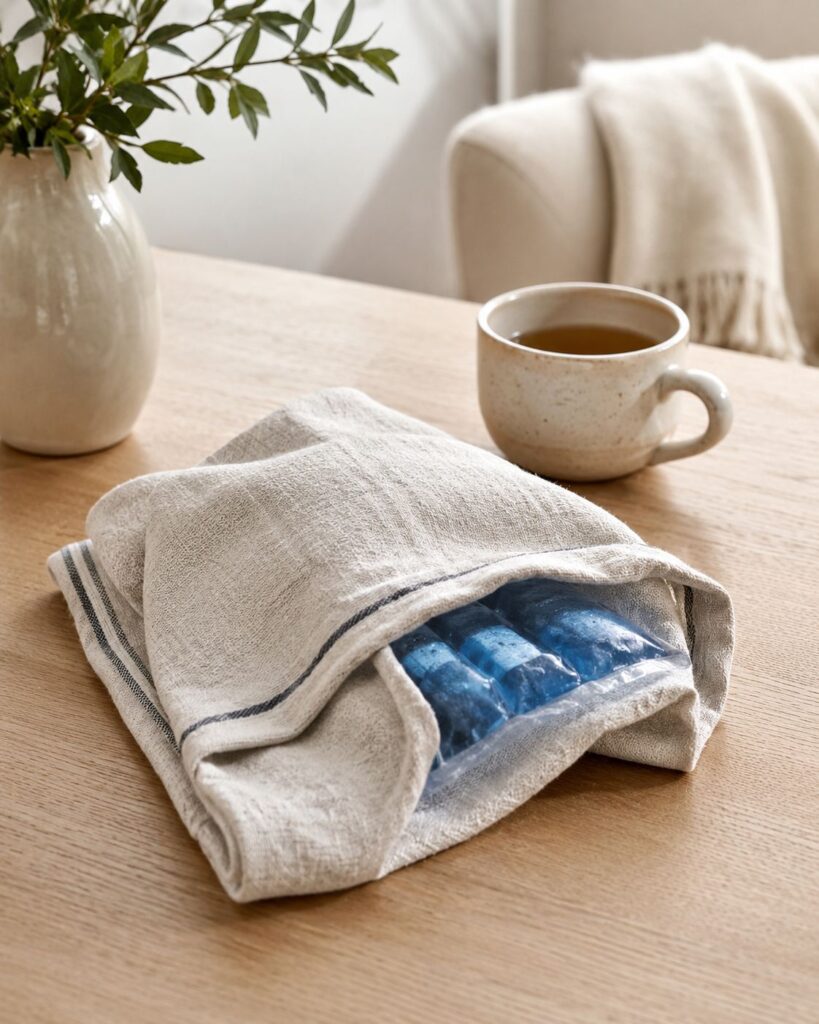 How to Use Linen Tea Towels Wrap a Cold Pack or Warm Compress